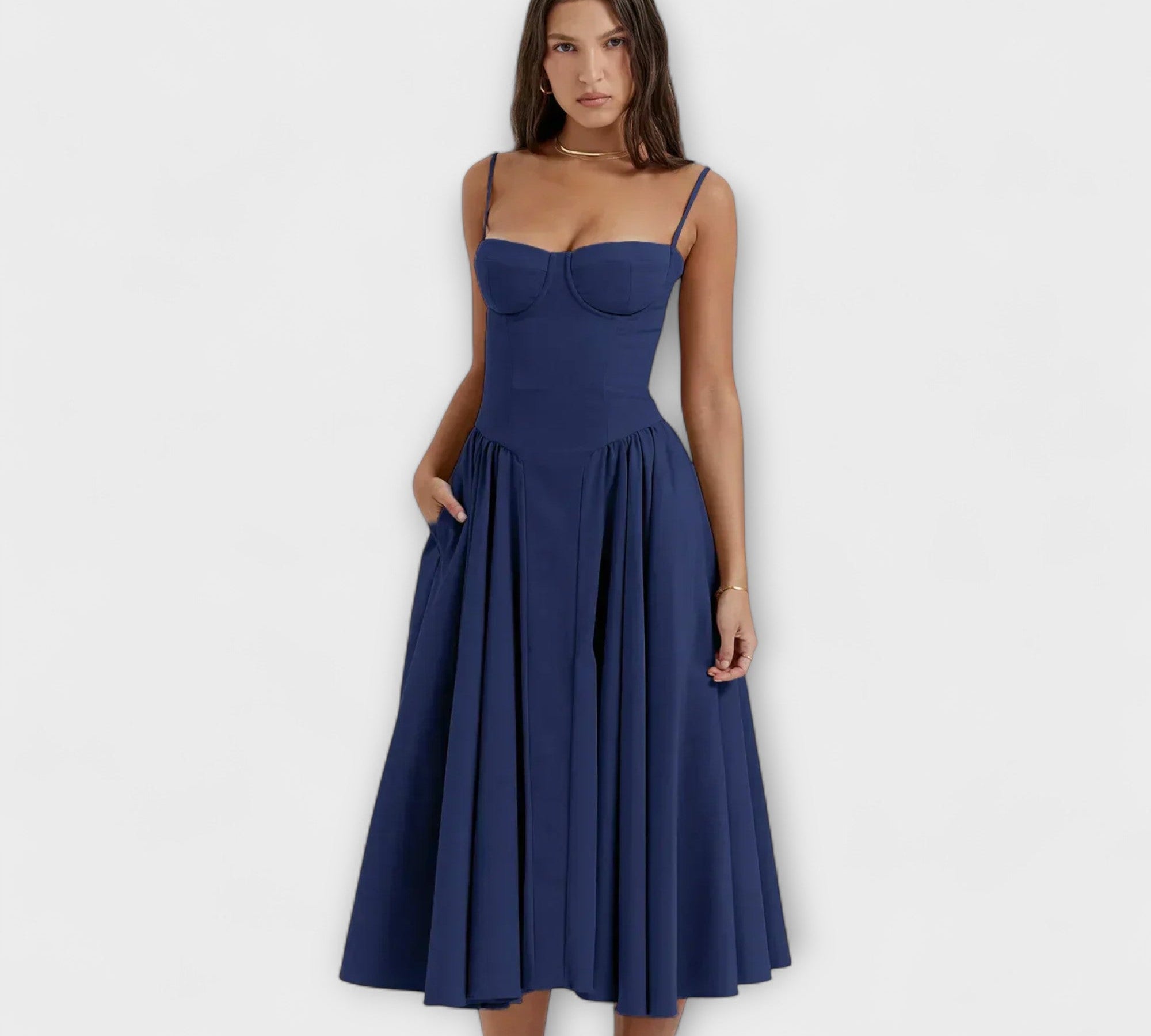 Rosalie - Elegantní bezrukávový korzetový šaty