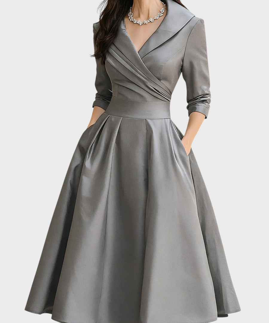 Tereza | Elegantní midi šaty s dlouhým rukávem