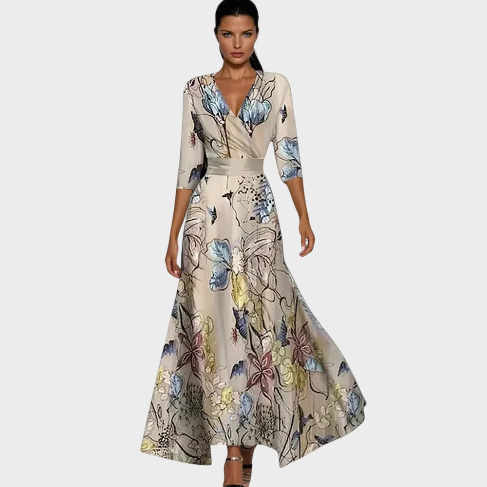 Lara – Elegantní a pohodlné květinové maxi šaty