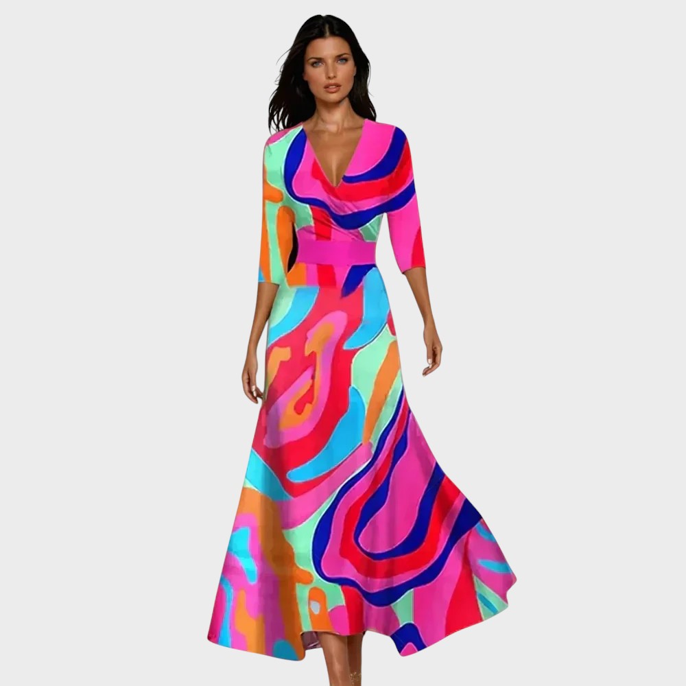 Lara – Elegantní a pohodlné květinové maxi šaty