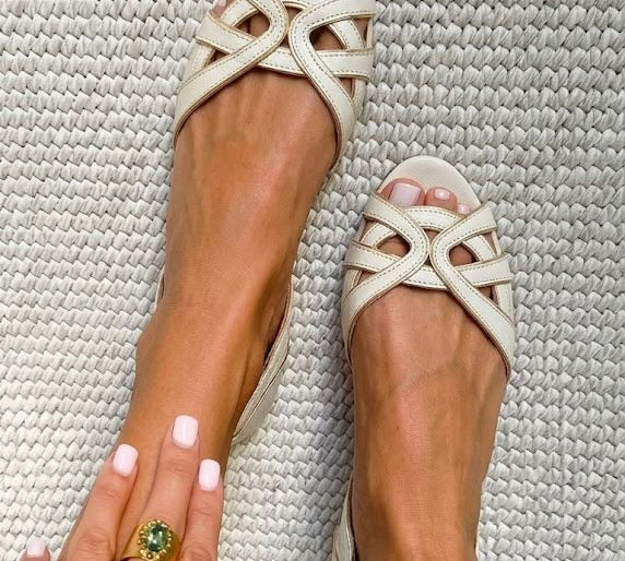 Camilla | Sandali Intrecciati Crema Elegante