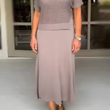 Norma – Letní šaty s elegantním pleteným topem a vzdušnou sukní