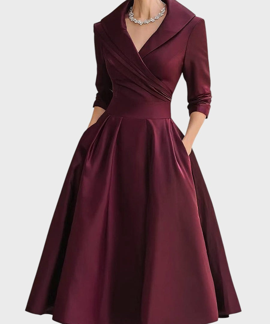 Tereza | Elegantní midi šaty s dlouhým rukávem