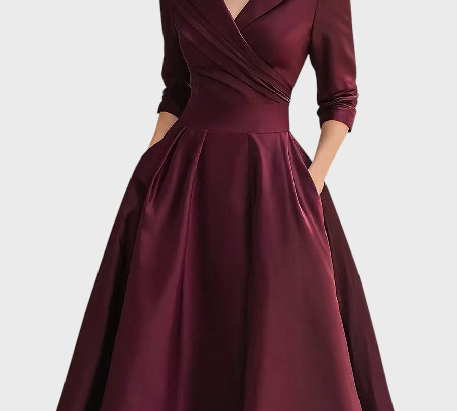 Tereza | Elegantní midi šaty s dlouhým rukávem