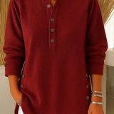 Neva™ | Pletená tunika s výstřihem Henley a knoflíky