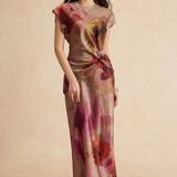 Silvie – Trendy midi šaty v tie-dye stylu s detailním uzlem