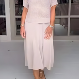 Norma – Letní šaty s elegantním pleteným topem a vzdušnou sukní