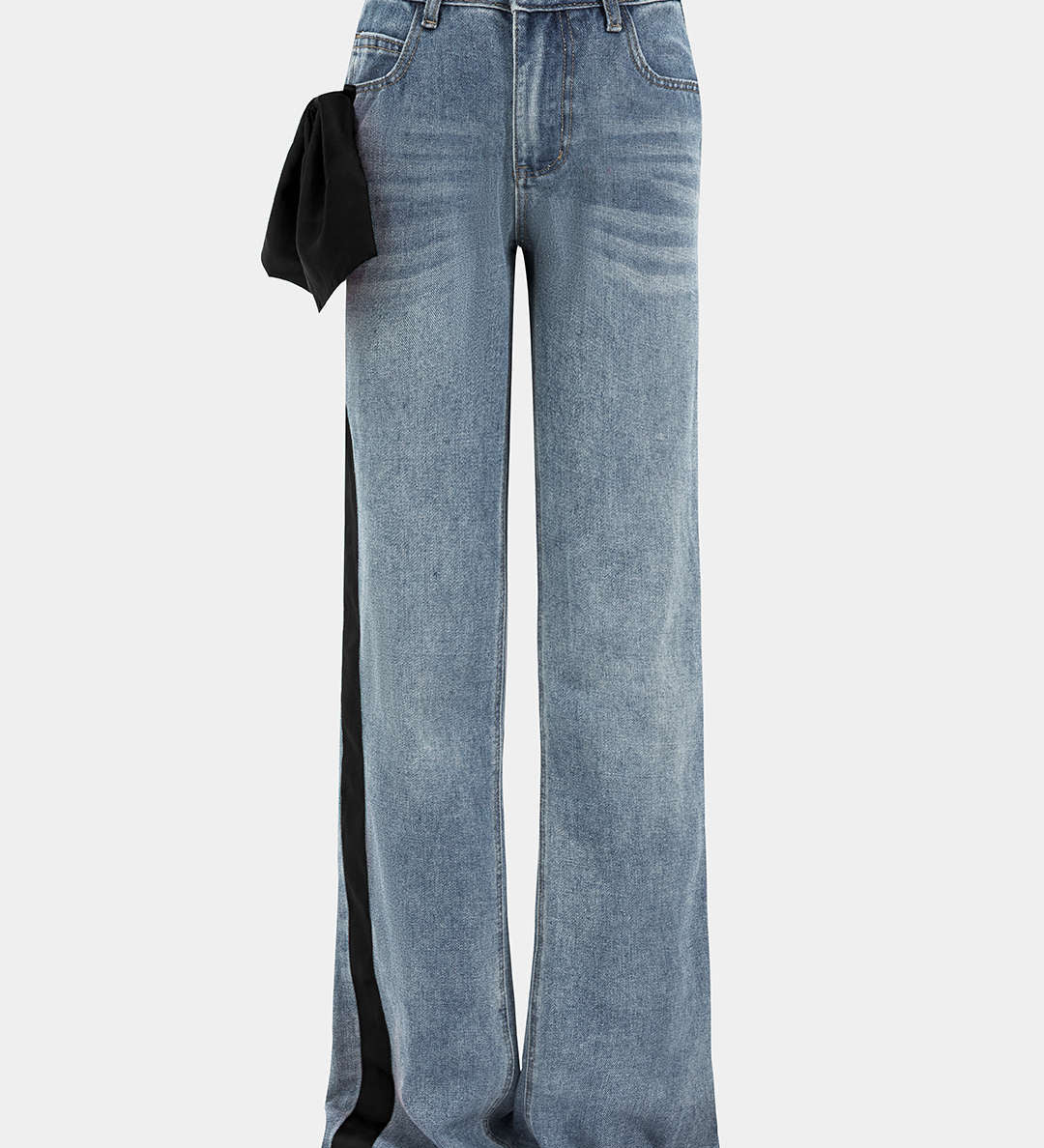 Elvíra – Komfortní denim kalhoty s dekorativním uzlem