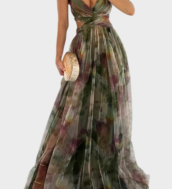 Gizela – Dlouhé květinové šaty. elegantní a pohodlné