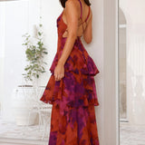 Vestido con Estampado Floral y Escote Profundo