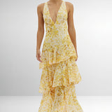 Vestido con Estampado Floral y Escote Profundo