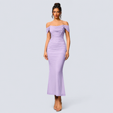 Ione - Šaty Bodycon s odhalenými rameny a řasením