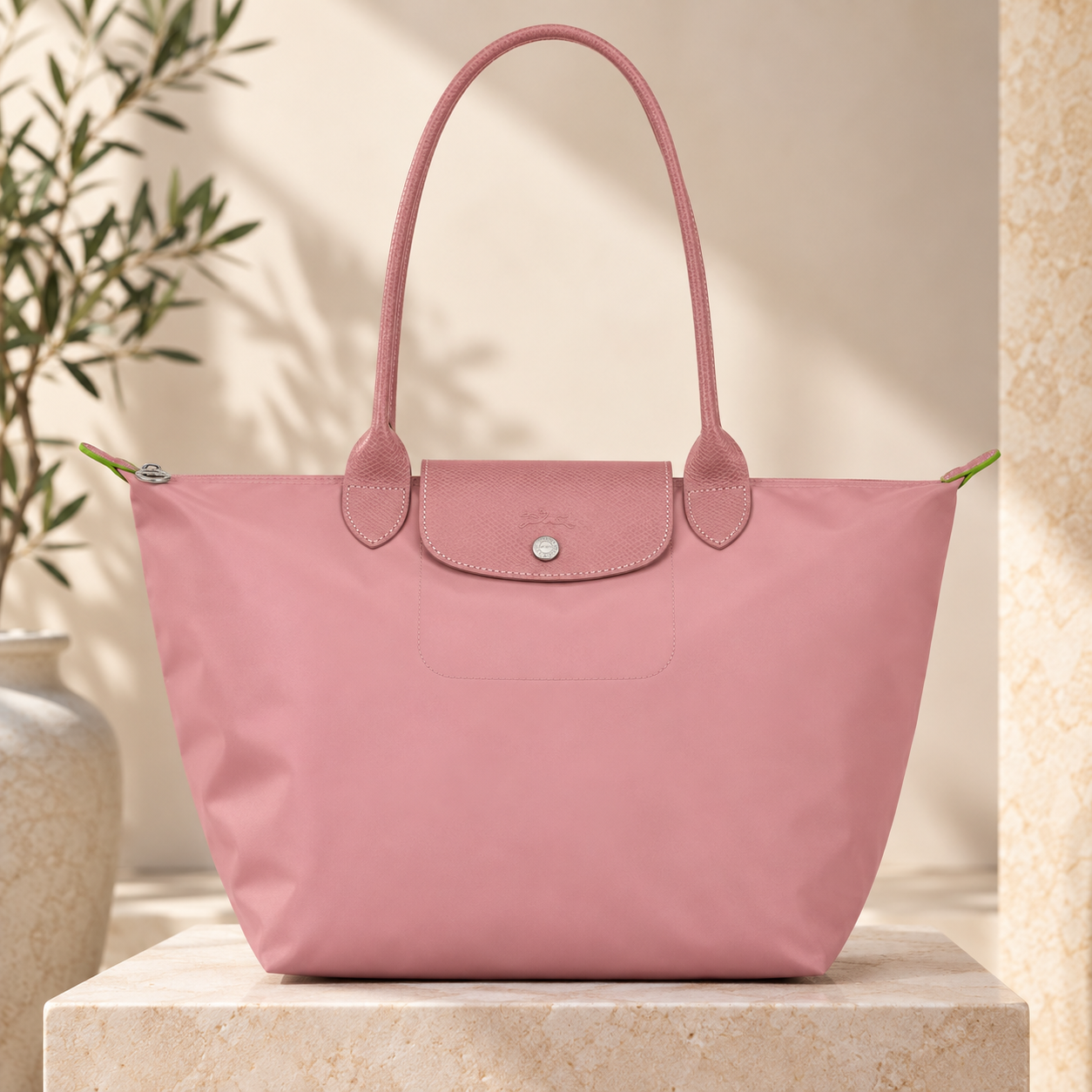 Longchamp - Grande Tote Le Pliage, Růžový okvětní plátek