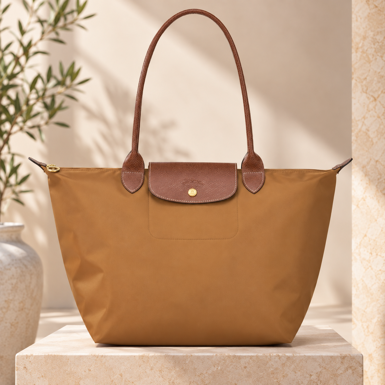 Longchamp - Grande Tote Le Pliage, Barva Fawn