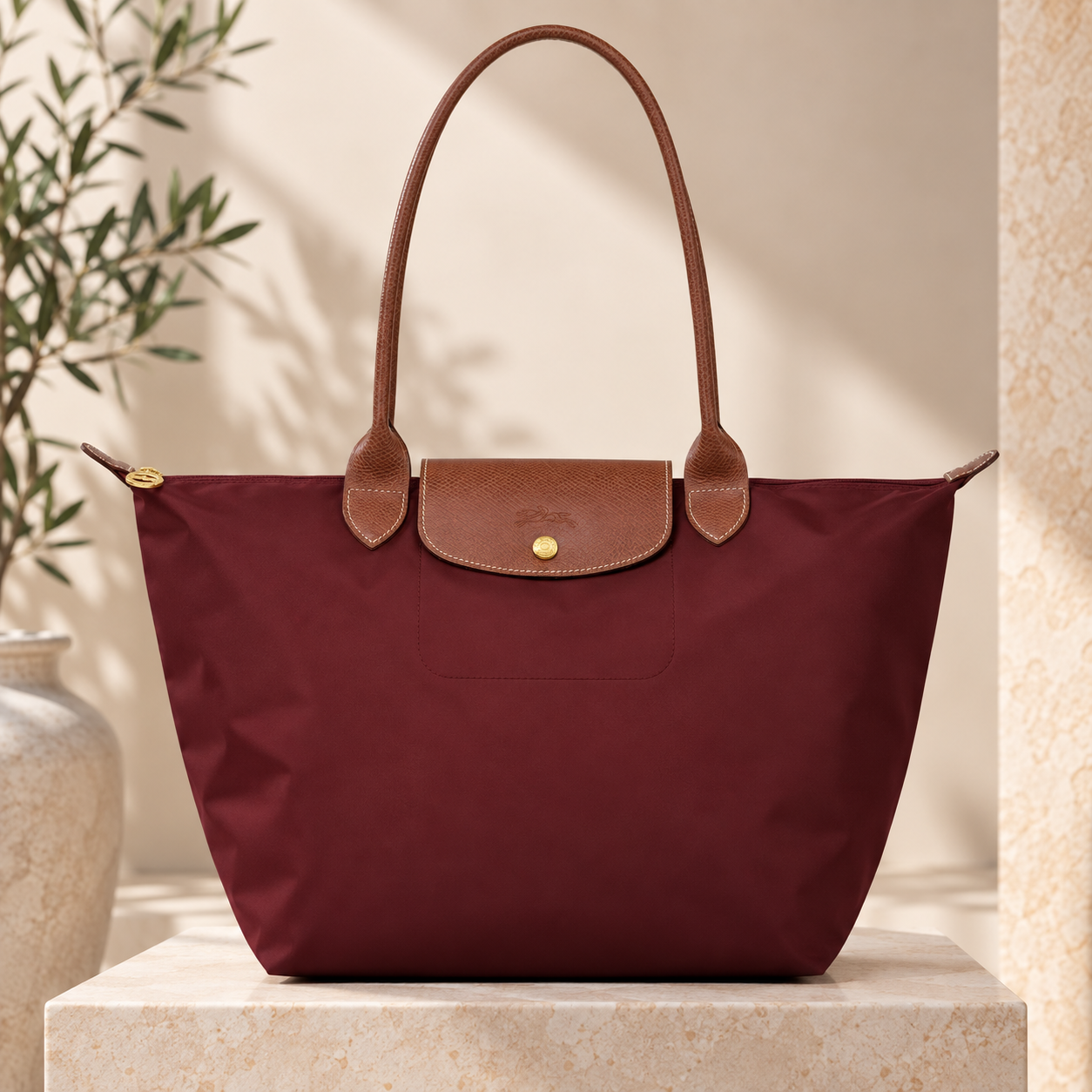 Longchamp - Grande Tote Le Pliage, Bordó