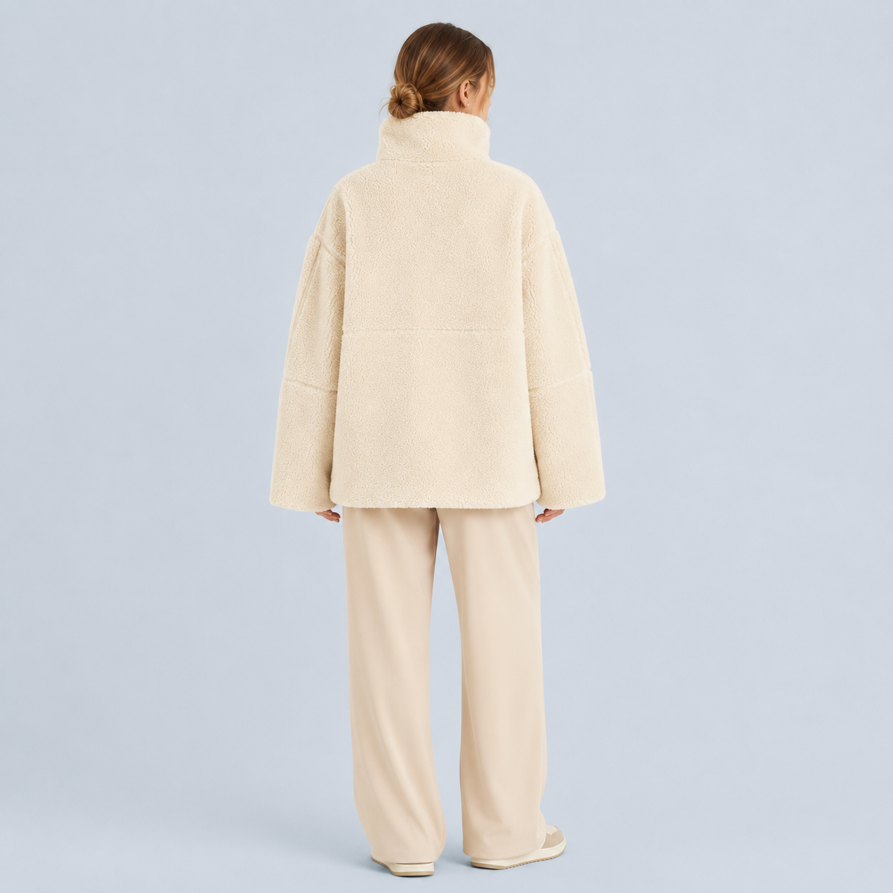 Petra – dámský oversized teddy kabát se zipem