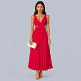 Elegantní midi večerní šaty s plisováním