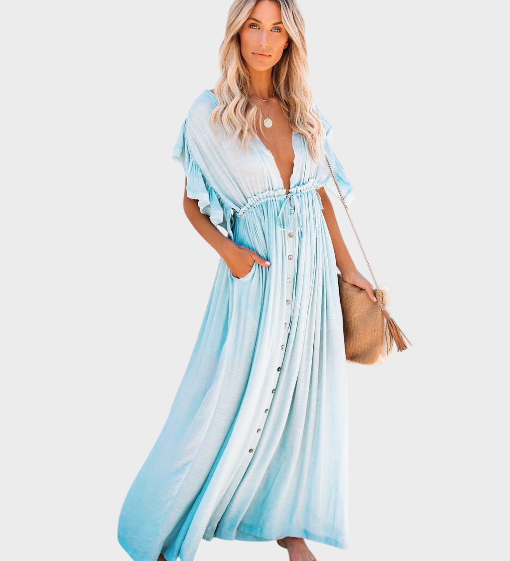 Audra - Boho kimono šaty s výstřihem do V