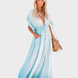 Audra - Boho kimono šaty s výstřihem do V