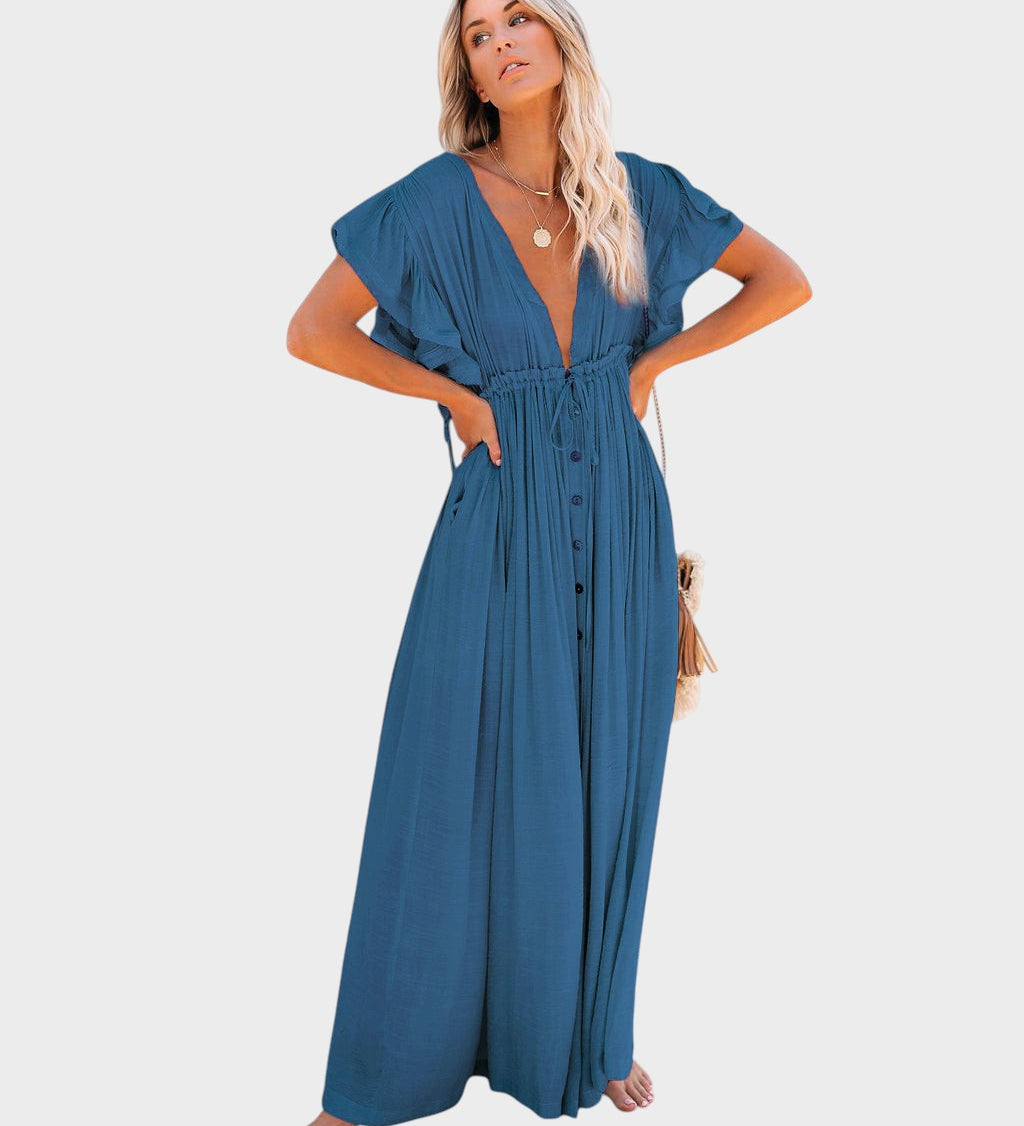 Audra - Boho kimono šaty s výstřihem do V