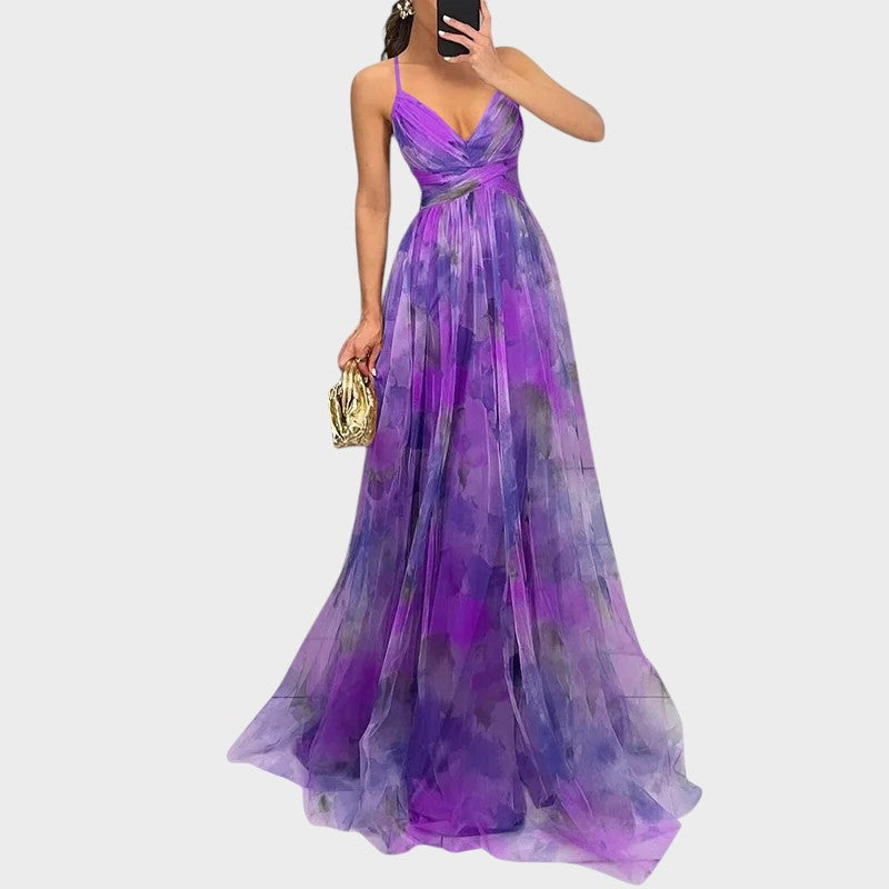 Gizela – Dlouhé květinové šaty. elegantní a pohodlné