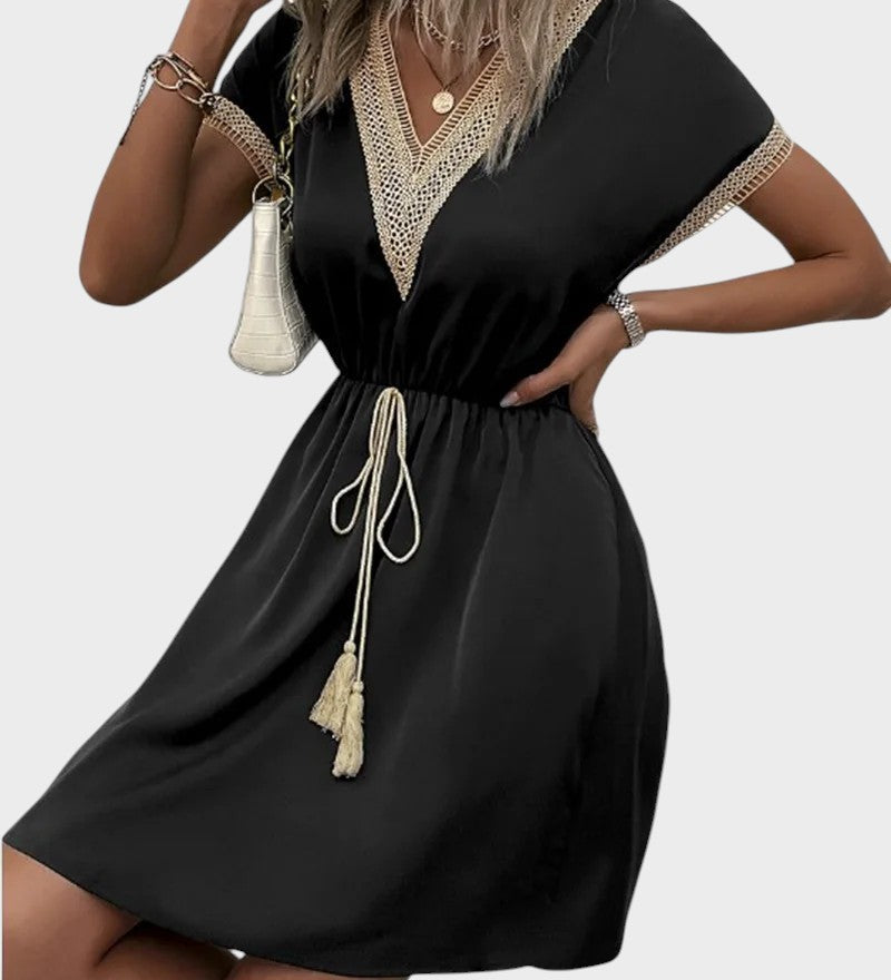 Bianka – Boho chic šaty s výstřihem do V a zúženým pasem