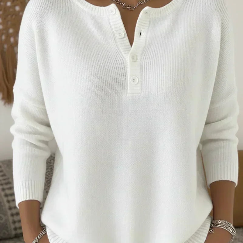 Helena™ | Pletený svetr s výstřihem Henley