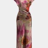 Silvie – Trendy midi šaty v tie-dye stylu s detailním uzlem