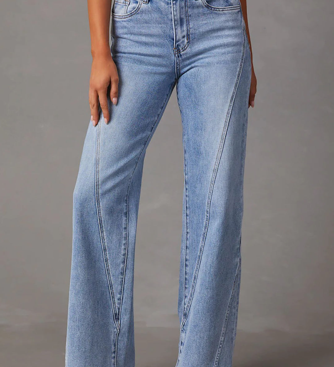 Fatima – Elegantní rovné faded denim kalhoty pro každodenní nošení