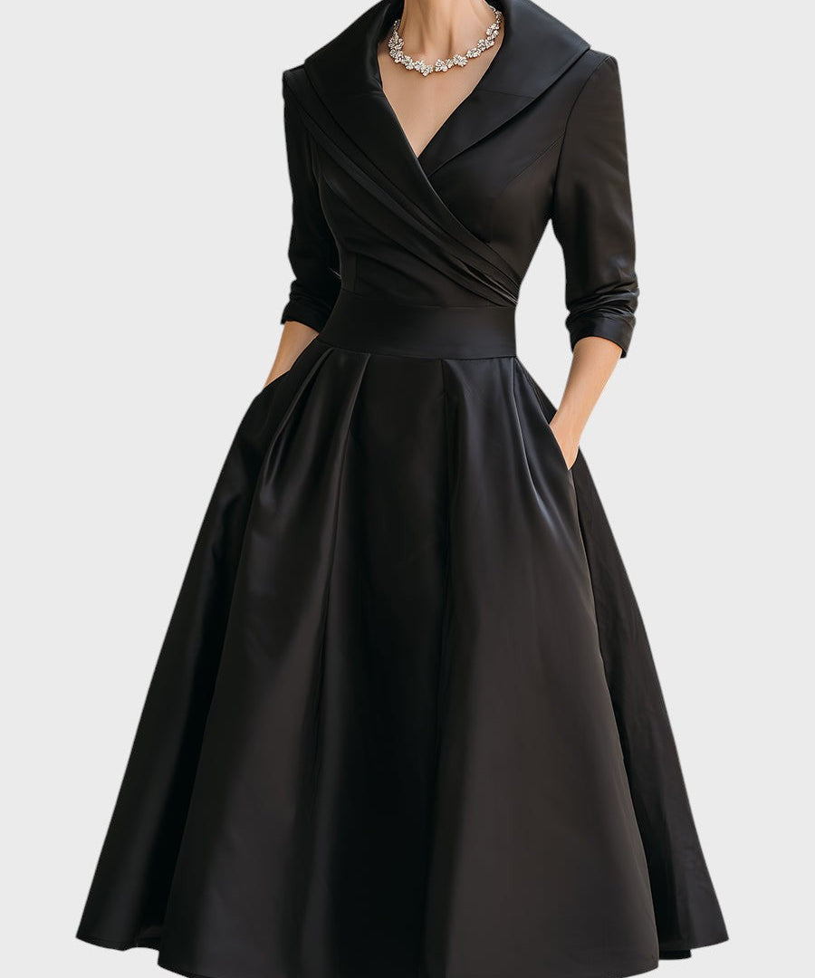 Tereza | Elegantní midi šaty s dlouhým rukávem