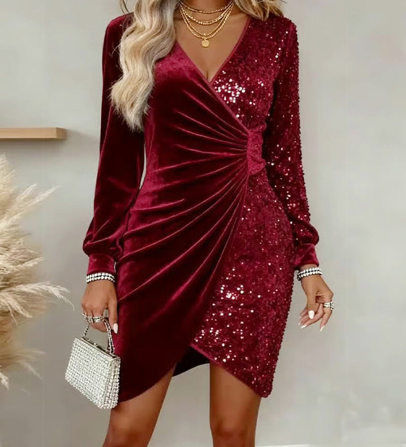 Vandu – Elegantní sametové šaty s perlovými detaily