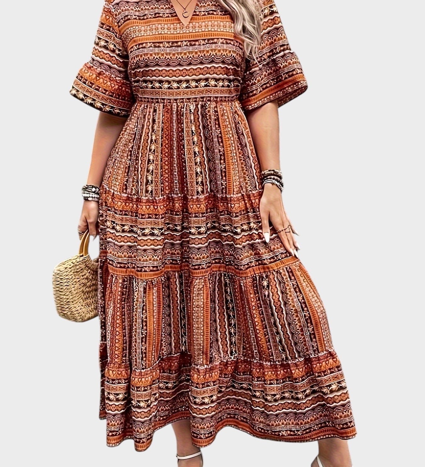 Huelva – Etnické maxi šaty v boho stylu