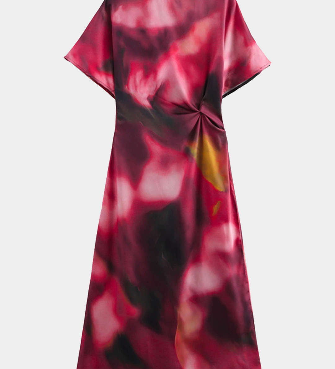 Silvie – Trendy midi šaty v tie-dye stylu s detailním uzlem