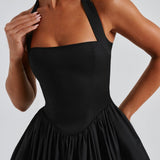 Estella – Elegantní midi šaty s halter výstřihem pro každou příležitost