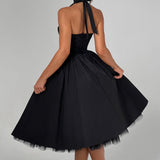 Estella – Elegantní midi šaty s halter výstřihem pro každou příležitost