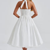 Estella – Elegantní midi šaty s halter výstřihem pro každou příležitost
