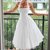 Estella – Elegantní midi šaty s halter výstřihem pro každou příležitost