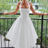 Estella – Elegantní midi šaty s halter výstřihem pro každou příležitost