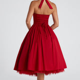 Estella – Elegantní midi šaty s halter výstřihem pro každou příležitost