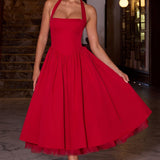 Estella – Elegantní midi šaty s halter výstřihem pro každou příležitost