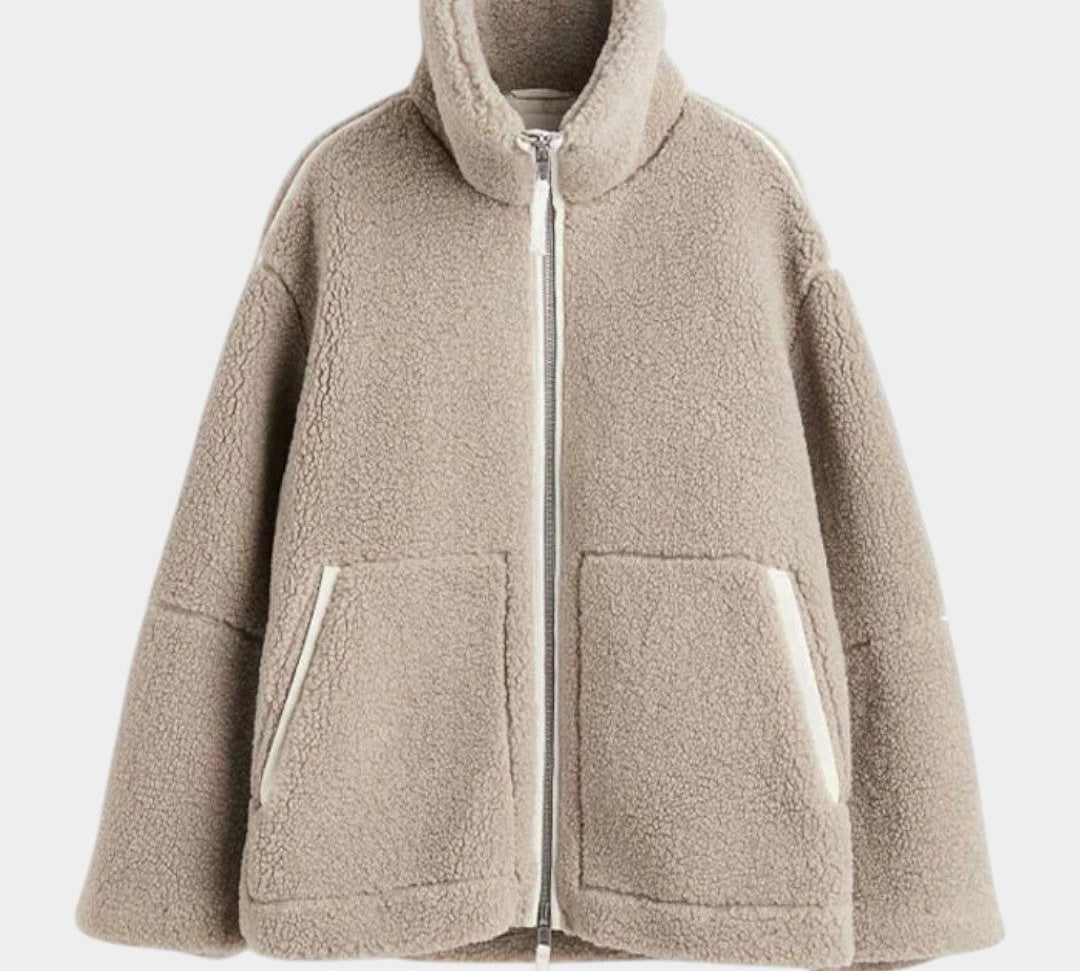 Petra – dámský oversized teddy kabát se zipem