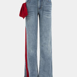 Elvíra – Komfortní denim kalhoty s dekorativním uzlem