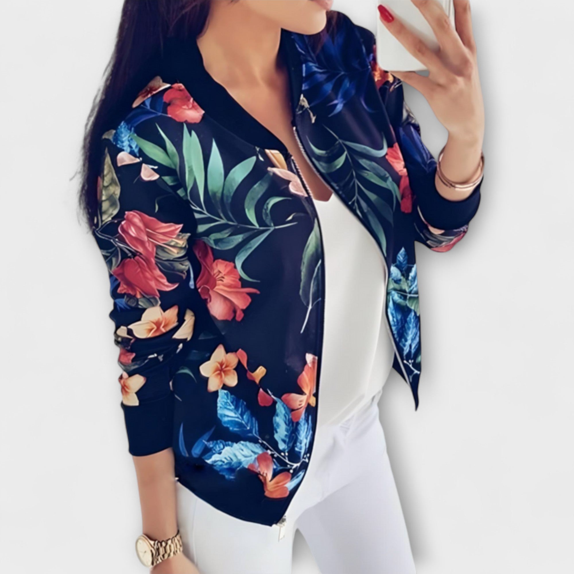 Andrea - Elegantní kabát s květinovým vzorem